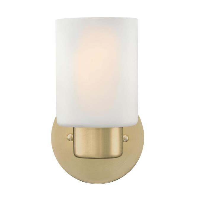 Westinghouse 1 Light Wall Fixture Champagne Brass Finish Frosted Glass (6126400)