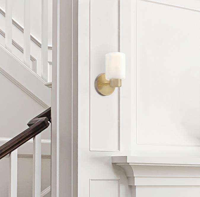 Westinghouse 1 Light Wall Fixture Champagne Brass Finish Frosted Glass (6126400)