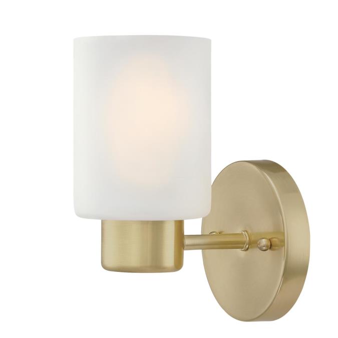 Westinghouse 1 Light Wall Fixture Champagne Brass Finish Frosted Glass (6126400)