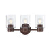 Westinghouse 3 Light Wall Fixture Walnut Finish Clear Seeded Glass (6126500)