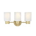 Westinghouse 3 Light Wall Fixture Champagne Brass Finish Frosted Glass (6126700)