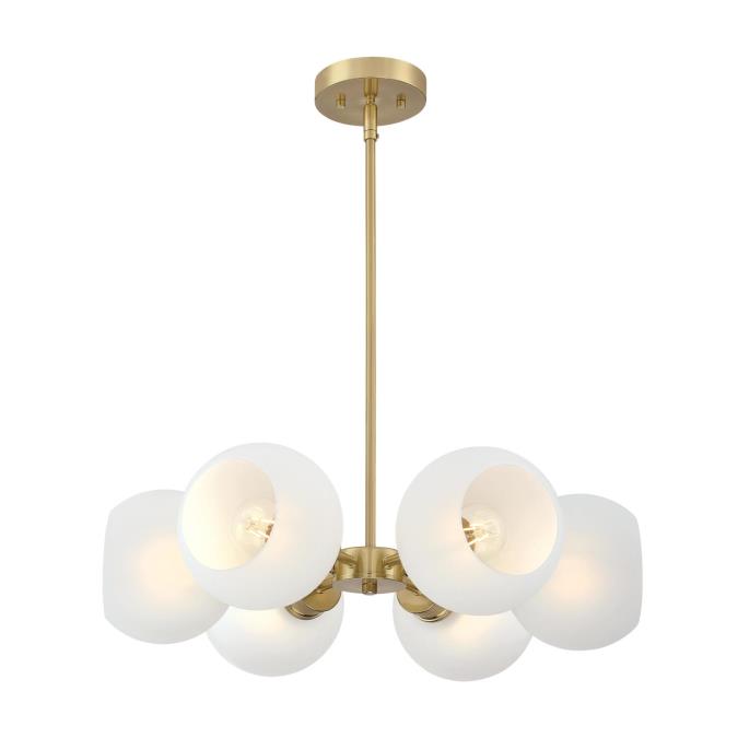 Westinghouse 6 Light Chandelier Champagne Brass Finish Frosted Glass (6128100)