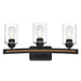 Westinghouse 3 Light Wall Fixture Matte Black Finish With Barnwood Accents Clear Seeded Glass (6128700)