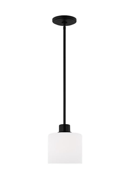 Generation Lighting Canfield One Light Mini-Pendant Midnight Black-Black Cord (6128801-112)