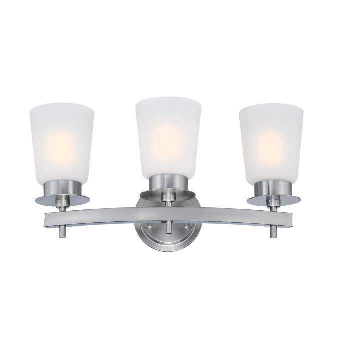 Westinghouse 3 Light Wall Fixture Brushed Nickel Finish Frosted Glass (6129000)