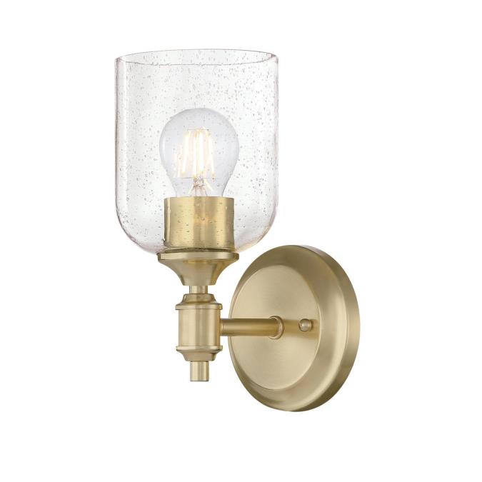 Westinghouse 1 Light Wall Fixture Champagne Brass Finish Clear Seeded Glass (6129600)