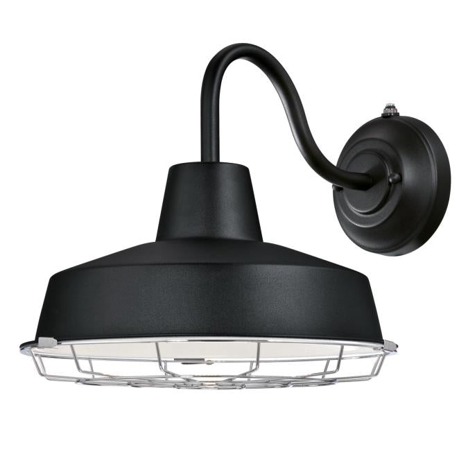 Westinghouse LED Wall Fixture With Dusk To Dawn Sensor Textured Black Finish Removable Nickel Luster Cage (6131700)