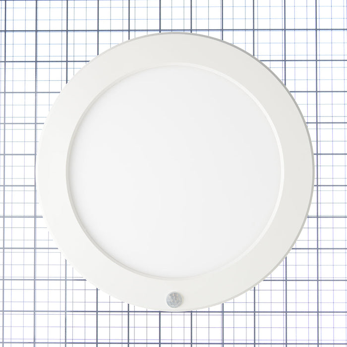 Westinghouse 8 Inch 18W LED Flush With Motion Sensor And CCT Selectable 3000K/4000K/5000K White Finish White Acrylic Shade (6133200)