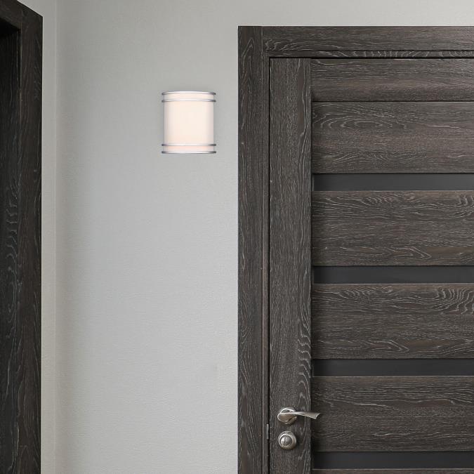 Westinghouse 15W 1 Light LED Wall Fixture CCT Selectable 2700K/3000K/3500K/4000K/5000K Brushed Nickel Finish Frosted Acrylic Shade (6135500)