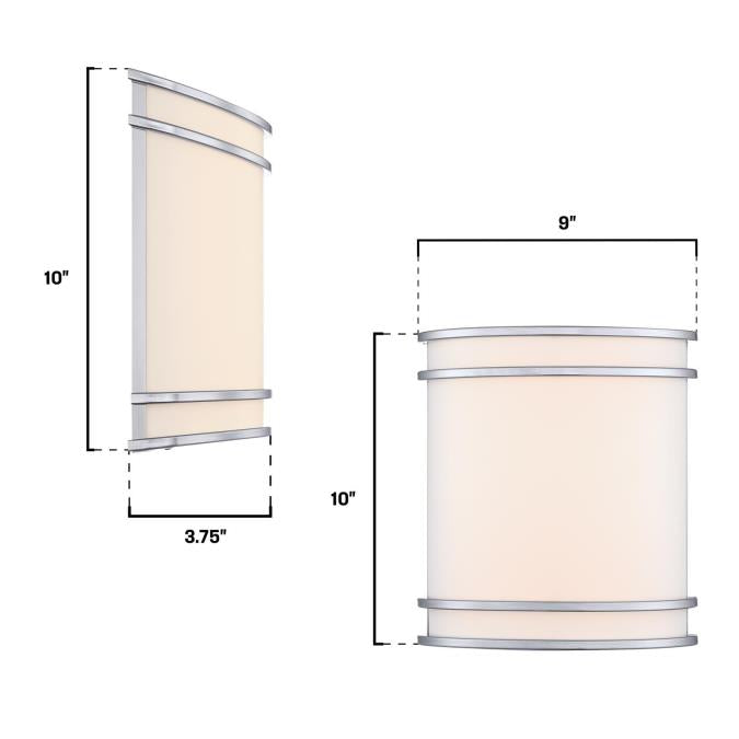 Westinghouse 15W 1 Light LED Wall Fixture CCT Selectable 2700K/3000K/3500K/4000K/5000K Brushed Nickel Finish Frosted Acrylic Shade (6135500)