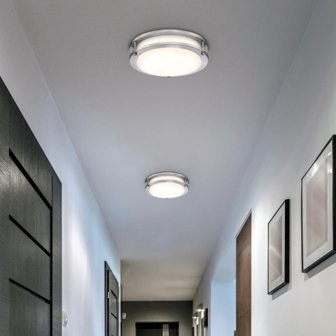 Westinghouse Lauderdale 23W 11 Inch Dimmable LED Flush Mount Brushed Nickel With Acrylic Shade 27-50K (6136000)