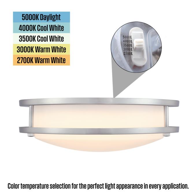 Westinghouse Lauderdale 23W 11 Inch Dimmable LED Flush Mount Brushed Nickel With Acrylic Shade 27-50K (6136000)