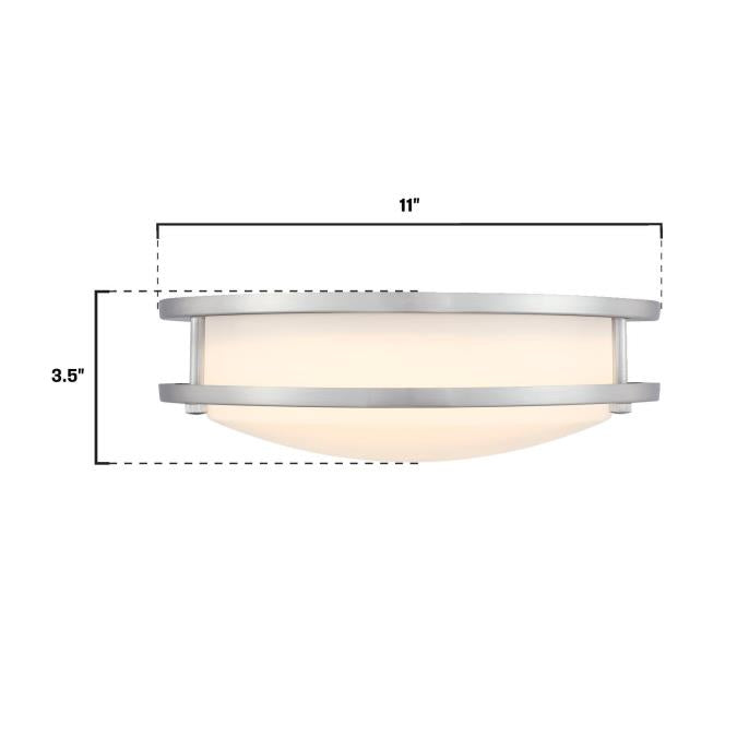 Westinghouse Lauderdale 23W 11 Inch Dimmable LED Flush Mount Brushed Nickel With Acrylic Shade 27-50K (6136000)
