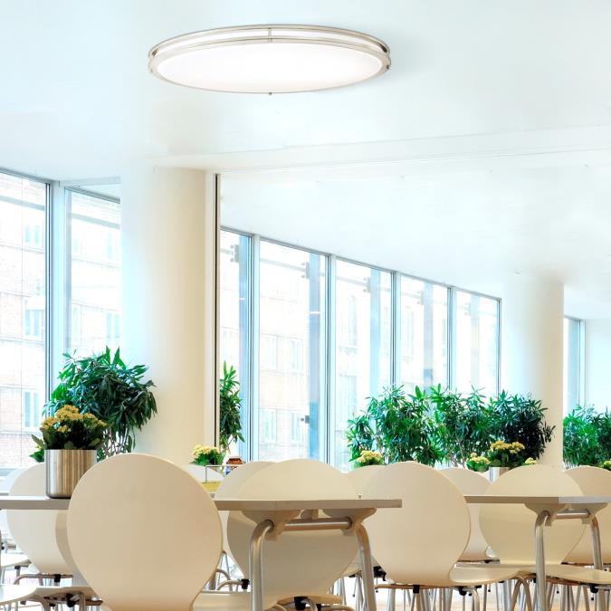 Westinghouse Lauderdale 40W 32.5 Inch Dimmable LED Flush Mount Brushed Nickel With Acrylic Shade CCT Selectable 2700K/3000K/3500K/4000K/5000K (6136200)