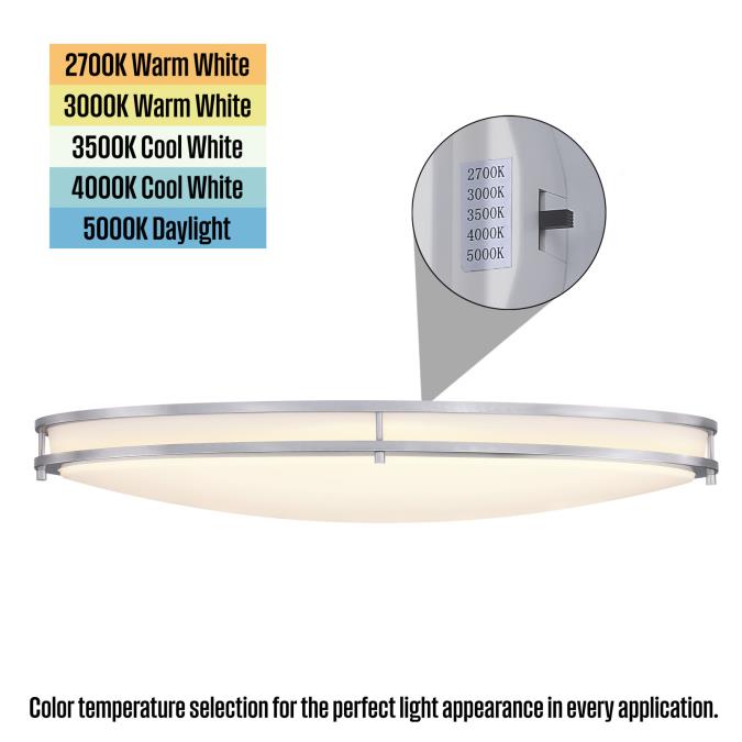 Westinghouse Lauderdale 40W 32.5 Inch Dimmable LED Flush Mount Brushed Nickel With Acrylic Shade CCT Selectable 2700K/3000K/3500K/4000K/5000K (6136200)