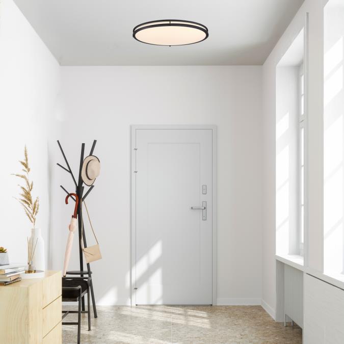 Westinghouse Lauderdale 40W 32.5 Inch Dimmable LED Flush Mount Black With Acrylic Shade CCT Selectable 2700K/3000K/3500K/4000K/5000K (6136300)