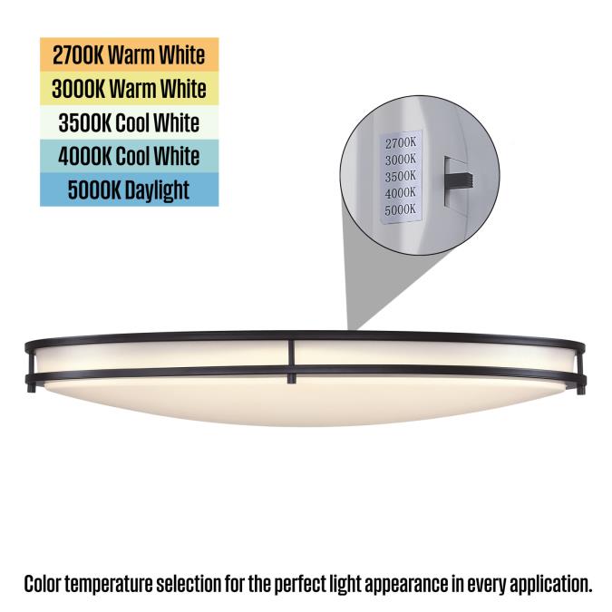 Westinghouse Lauderdale 40W 32.5 Inch Dimmable LED Flush Mount Black With Acrylic Shade CCT Selectable 2700K/3000K/3500K/4000K/5000K (6136300)