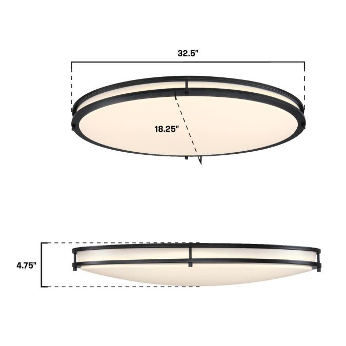 Westinghouse Lauderdale 40W 32.5 Inch Dimmable LED Flush Mount Black With Acrylic Shade CCT Selectable 2700K/3000K/3500K/4000K/5000K (6136300)