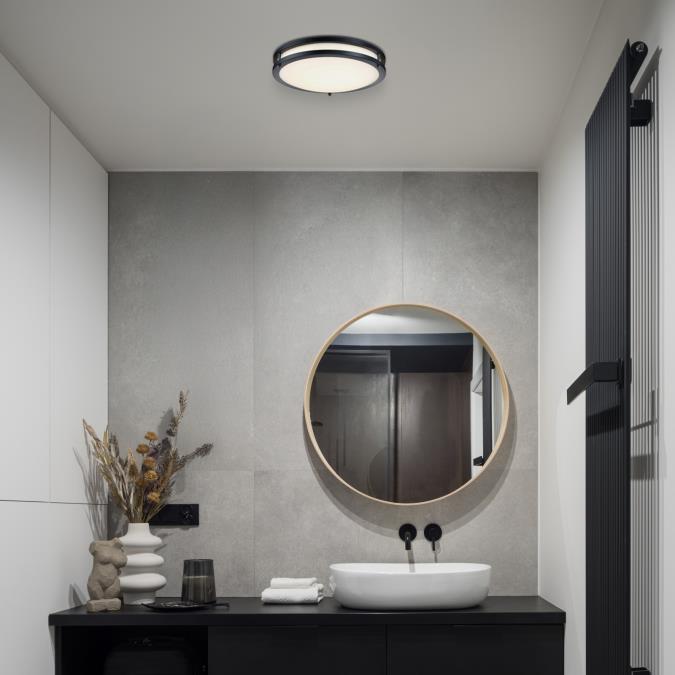 Westinghouse Lauderdale 23W 15.75 Inch Dimmable LED Flush Mount Black With Acrylic Shade CCT Selectable 2700K/3000K/3500K/4000K/5000K (6136500)