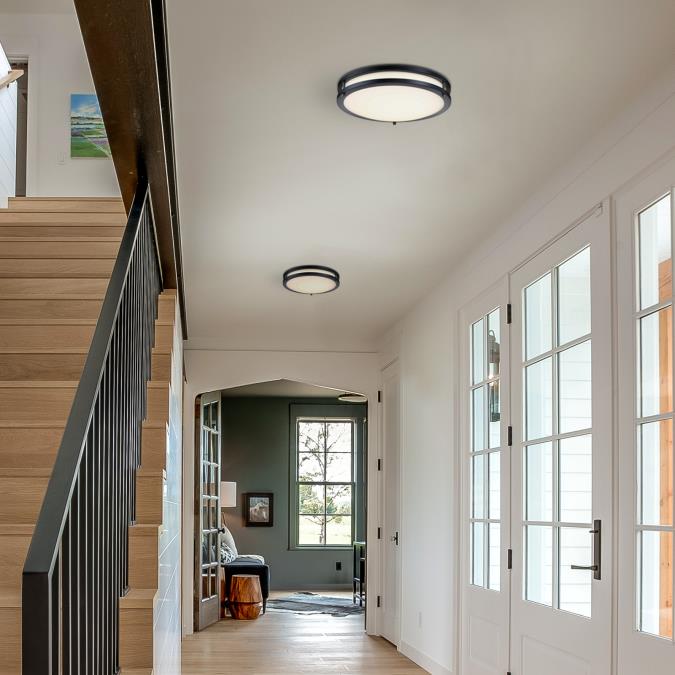 Westinghouse Lauderdale 23W 15.75 Inch Dimmable LED Flush Mount Black With Acrylic Shade CCT Selectable 2700K/3000K/3500K/4000K/5000K (6136500)