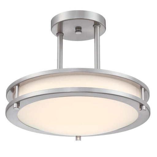 Westinghouse Lauderdale 15W 12 Inch Dimmable LED Semi-Flush Mount Brushed Nickel With Acrylic Shade CCT Selectable 2700K/3000K/3500K/4000K/5000K (6136600)