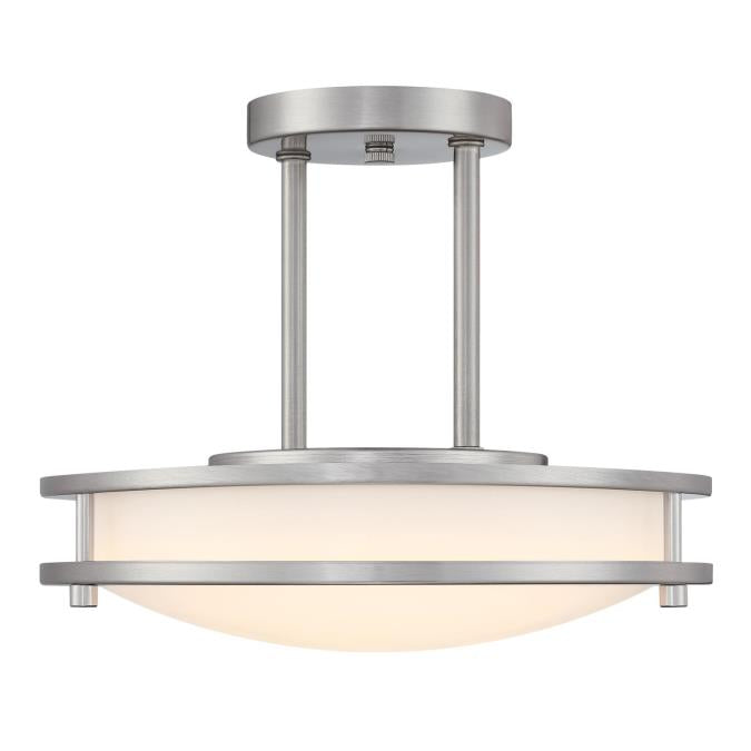 Westinghouse Lauderdale 15W 12 Inch Dimmable LED Semi-Flush Mount Brushed Nickel With Acrylic Shade CCT Selectable 2700K/3000K/3500K/4000K/5000K (6136600)