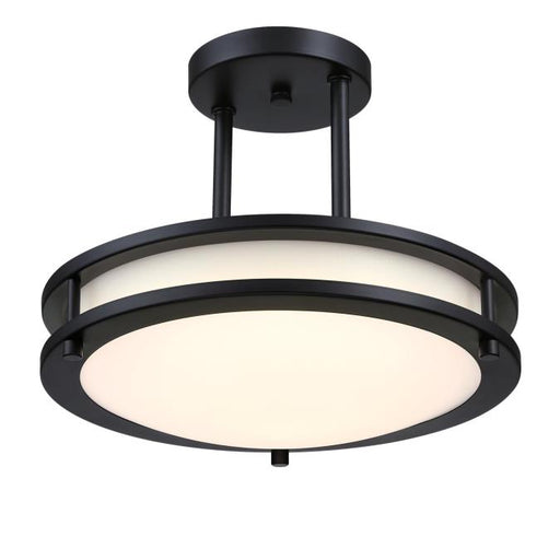 Westinghouse Lauderdale 15W 12 Inch Dimmable LED Semi-Flush Mount Black With Acrylic Shade CCT Selectable 2700K/3000K/3500K/4000K/5000K (6136700)