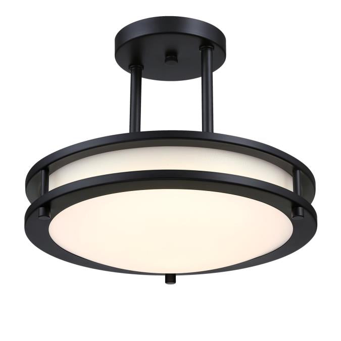 Westinghouse Lauderdale 15W 12 Inch Dimmable LED Semi-Flush Mount Black With Acrylic Shade CCT Selectable 2700K/3000K/3500K/4000K/5000K (6136700)