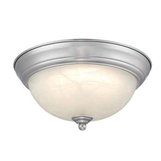 Westinghouse Dubrow 11 Inch 14W Indoor LED Flush Mount Ceiling Fixture CCT Selectable 2700K/3000K/3500K/4000K/5000K 80 CRI Dimmable Brushed Nickel/White Alabaster Glass Shade (6137100)