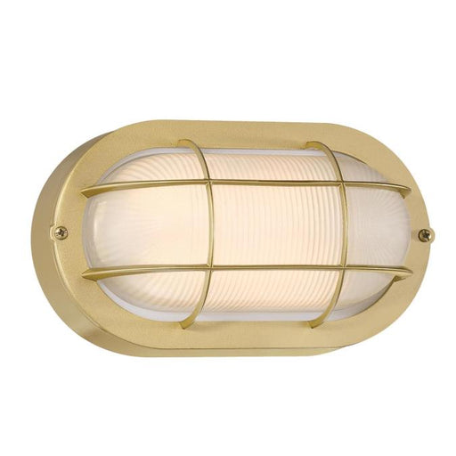 Westinghouse 9 Inch 6W LED Outdoor Wall Fixture CCT Selectable 2700K/3000K/3500K/4000K/5000K 680Lm 80 CRI Dimmable Modern Brass/White Glass Lens (6139500)