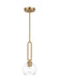 Generation Lighting Codyn One Light Mini Pendant Satin Brass Clear Silver Cord (6155701-848)