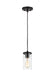 Generation Lighting Zire One Light Mini-Pendant Midnight Black-Black Cord (6190301-112)