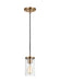 Generation Lighting Zire One Light Mini-Pendant Satin Brass Black Cord (6190301-848)