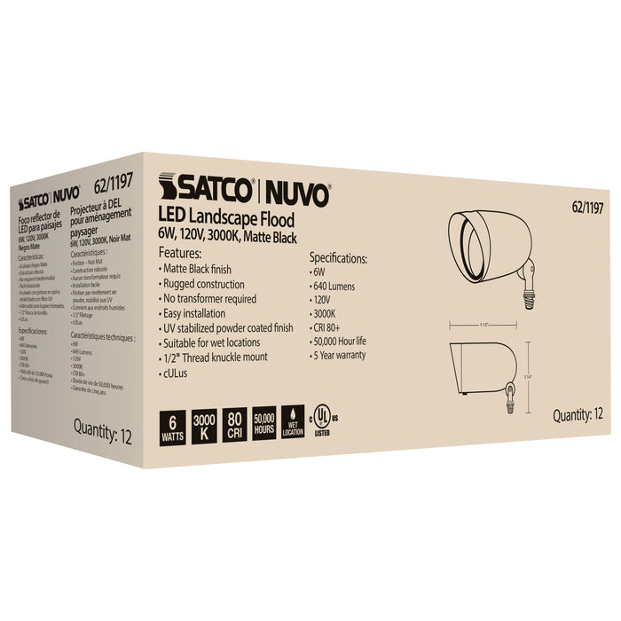 SATCO/NUVO LED Landscape Flood 9W Matte Black Finish 3000K 120V (62-1198)