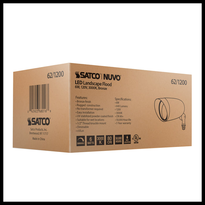 SATCO/NUVO LED Landscape Flood 6W Bronze Finish 3000K (62-1200)