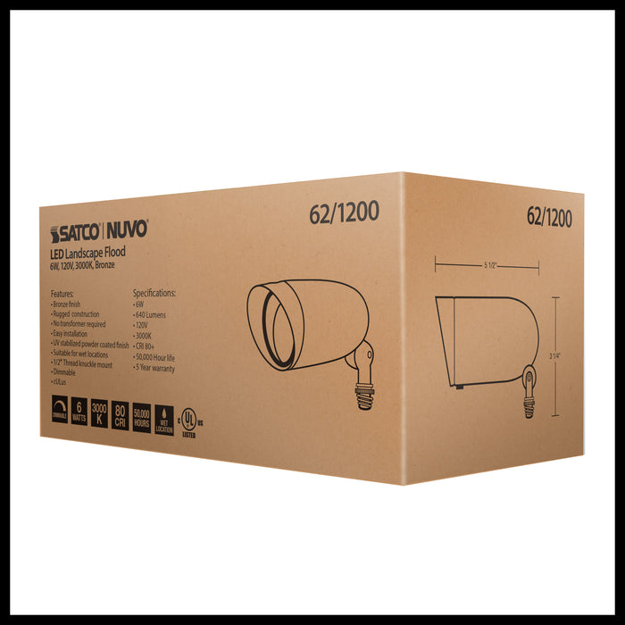 SATCO/NUVO LED Landscape Flood 6W Bronze Finish 3000K (62-1200)
