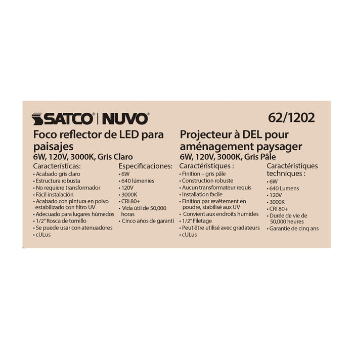 SATCO/NUVO LED Landscape Flood 6W Light Gray Finish (62-1202)