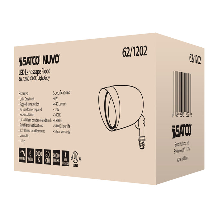 SATCO/NUVO LED Landscape Flood 6W Light Gray Finish (62-1202)