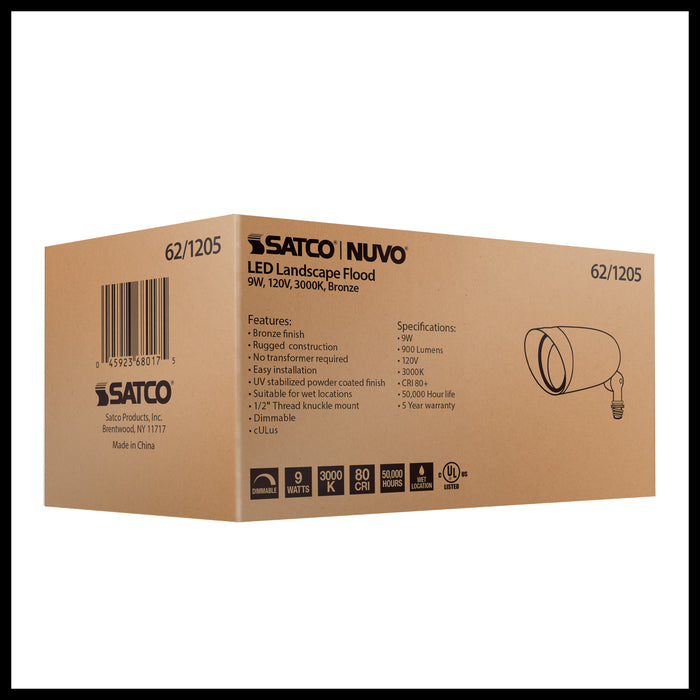 SATCO/NUVO LED Landscape Flood 9W Bronze Finish 3000K (62-1205)