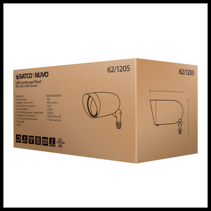 SATCO/NUVO LED Landscape Flood 9W Bronze Finish 3000K (62-1205)