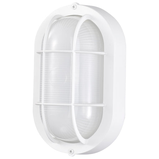 SATCO/NUVO 14W LED Small Oval Bulk Head Outdoor Fixture 800Lm 90 CRI 120V 3000K White Finish-White Glass (62-1388)