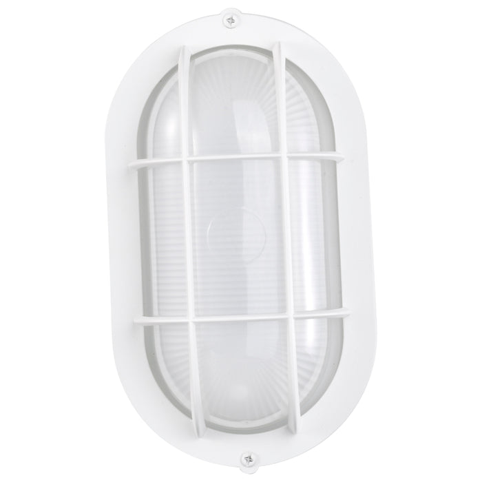 SATCO/NUVO 14W LED Small Oval Bulk Head Outdoor Fixture 800Lm 90 CRI 120V 3000K White Finish-White Glass (62-1388)