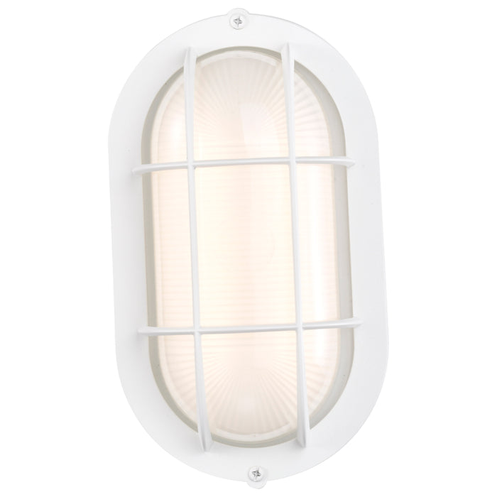SATCO/NUVO 14W LED Small Oval Bulk Head Outdoor Fixture 800Lm 90 CRI 120V 3000K White Finish-White Glass (62-1388)
