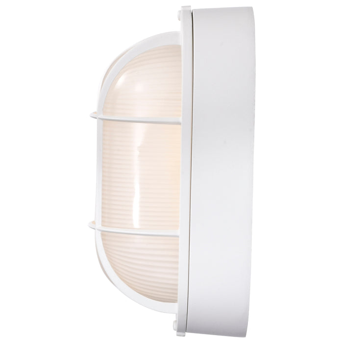 SATCO/NUVO 14W LED Small Oval Bulk Head Outdoor Fixture 800Lm 90 CRI 120V 3000K White Finish-White Glass (62-1388)