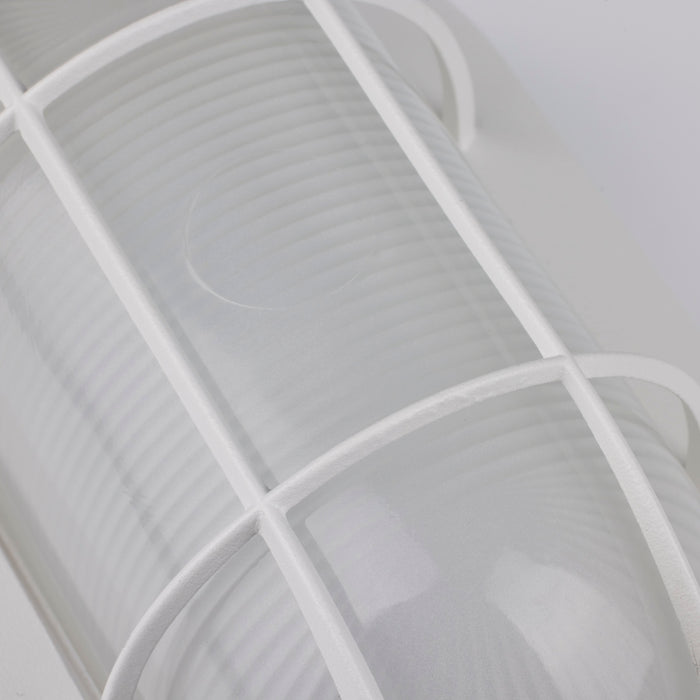 SATCO/NUVO 14W LED Small Oval Bulk Head Outdoor Fixture 800Lm 90 CRI 120V 3000K White Finish-White Glass (62-1388)