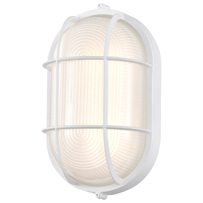 SATCO/NUVO 18.5W LED Oval Bulk Head Outdoor Fixture 1100Lm 90 CRI 120V 3000K White Finish - White Glass (62-1390)