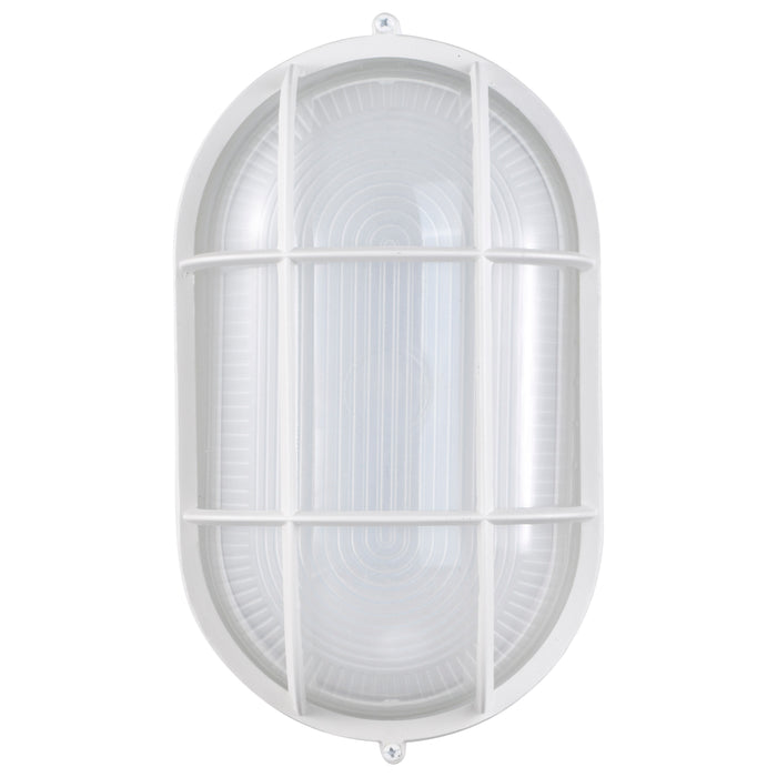 SATCO/NUVO 18.5W LED Oval Bulk Head Outdoor Fixture 1100Lm 90 CRI 120V 3000K White Finish - White Glass (62-1390)