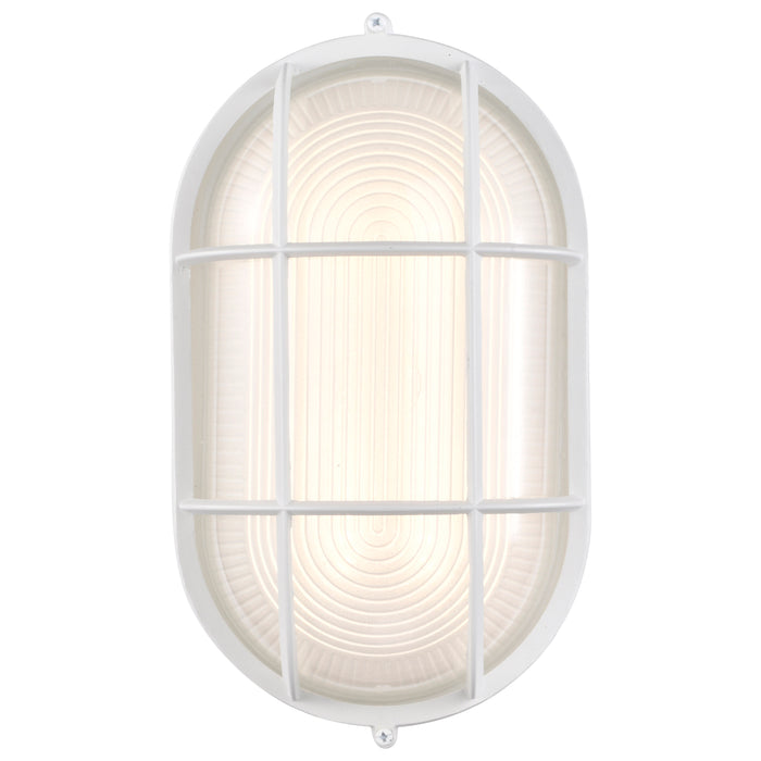 SATCO/NUVO 18.5W LED Oval Bulk Head Outdoor Fixture 1100Lm 90 CRI 120V 3000K White Finish - White Glass (62-1390)
