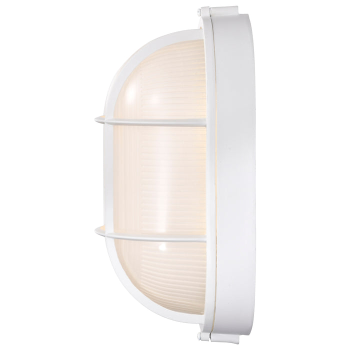 SATCO/NUVO 18.5W LED Oval Bulk Head Outdoor Fixture 1100Lm 90 CRI 120V 3000K White Finish - White Glass (62-1390)