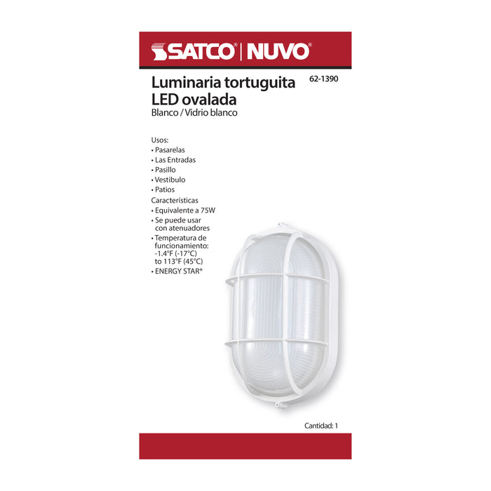 SATCO/NUVO 18.5W LED Oval Bulk Head Outdoor Fixture 1100Lm 90 CRI 120V 3000K White Finish - White Glass (62-1390)
